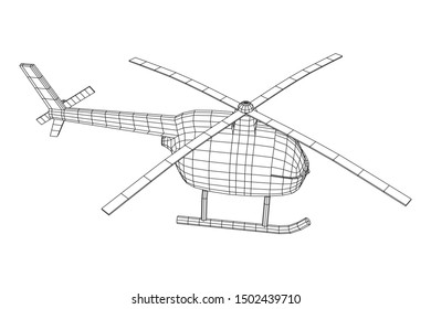 Helicopter aircraft vehicle. Wireframe low poly mesh vector illustration.