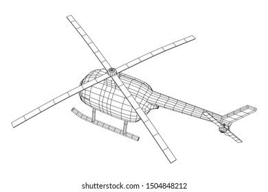Helicopter aircraft vehicle. Wireframe low poly mesh vector illustration.