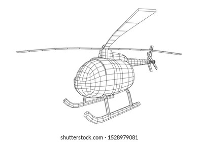 Helicopter aircraft vehicle. Wireframe low poly mesh vector illustration.