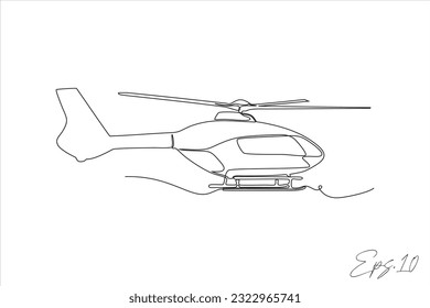  helicopter airplane continuous line vector illustration