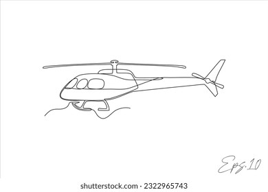  helicopter airplane continuous line vector illustration