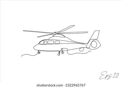  helicopter airplane continuous line vector illustration