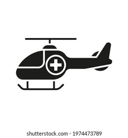 Helicopter ambulance icon. Flat icon vector