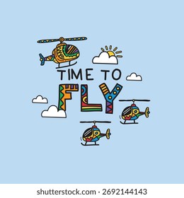 Helicopter Background Vector for Kids Design 