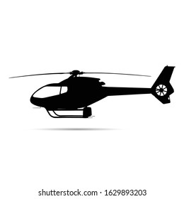 helicopter in black color vector silhouette - transportation object