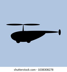 Helicopter. Black icon. Logo or emblem. Gray background,vector