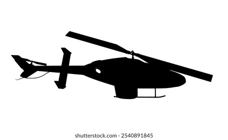 Helicopter black silhouette. Isolated copter icon vector illustration on white background