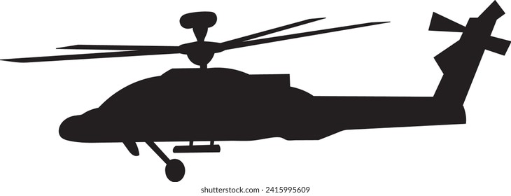 helicopter black silhouette, on white background vector