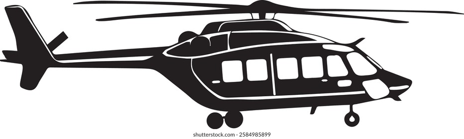  Helicopter black Silhouette Vector design