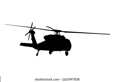 helicopter black silhouette vector on white background 