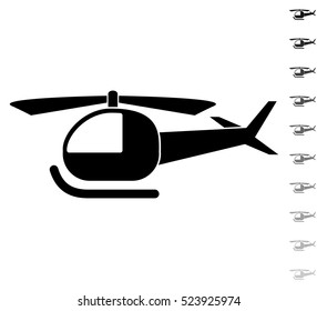 Helicopter - black vector icon and ten icons in  shades of grey