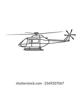 A helicopter black and white drawing