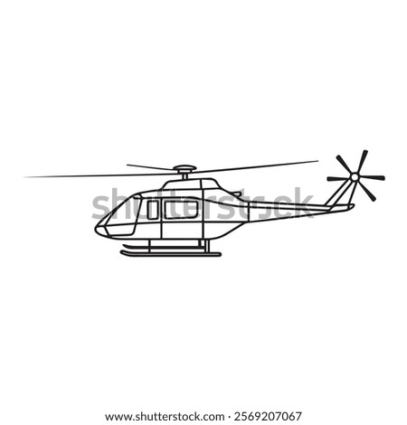 A helicopter black and white drawing