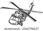 Helicopter blackhawk logo vector, landscape, army, easy to edit !!