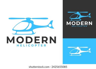 Helicopter Blue Modern Flat Logo Design