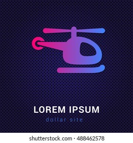 Helicopter Blue & Red colorfull gradient attractive bright material Icon / Logo Design