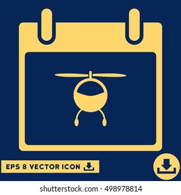 Helicopter Calendar Day icon. Vector EPS illustration style is flat iconic symbol, yellow color.