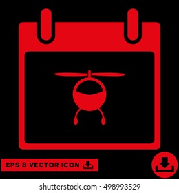Helicopter Calendar Day icon. Vector EPS illustration style is flat iconic symbol, red color.