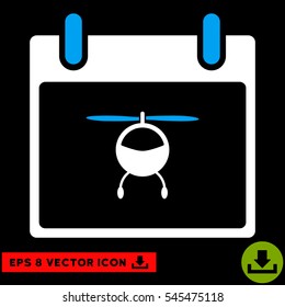 Helicopter Calendar Day icon. Vector EPS illustration style is flat iconic bicolor symbol, blue and white colors.