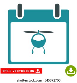 Helicopter Calendar Day icon. Vector EPS illustration style is flat iconic bicolor symbol, soft blue colors.