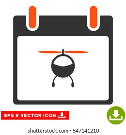 Helicopter Calendar Day icon. Vector EPS illustration style is flat iconic bicolor symbol, orange and gray colors.