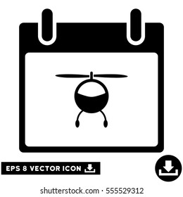Helicopter Calendar Day icon. Vector EPS illustration style is flat iconic symbol, black color.