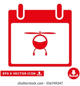Helicopter Calendar Day icon. Vector EPS illustration style is flat iconic symbol, red color.