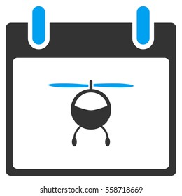 Helicopter Calendar Day vector toolbar icon. Style is bicolor flat icon symbol, blue and gray colors, white background.