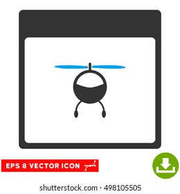 Helicopter Calendar Page icon. Vector EPS illustration style is flat iconic bicolor symbol, blue and gray colors.