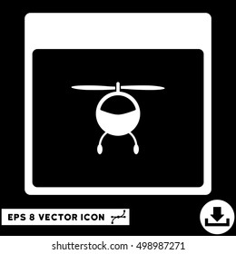 Helicopter Calendar Page icon. Vector EPS illustration style is flat iconic symbol, white color.