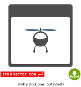 Helicopter Calendar Page icon. Vector EPS illustration style is flat iconic bicolor symbol, cobalt and gray colors.