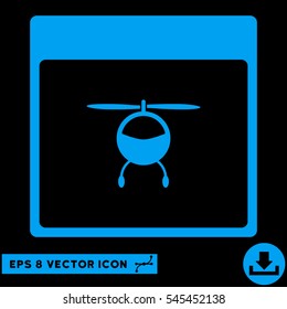 Helicopter Calendar Page icon. Vector EPS illustration style is flat iconic symbol, blue color.