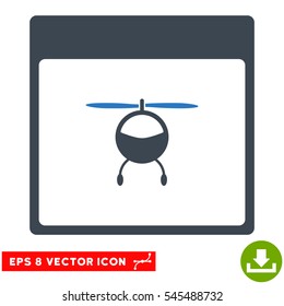 Helicopter Calendar Page icon. Vector EPS illustration style is flat iconic bicolor symbol, smooth blue colors.