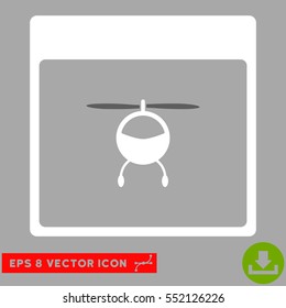 Helicopter Calendar Page icon. Vector EPS illustration style is flat iconic bicolor symbol, dark gray and white colors.