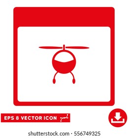 Helicopter Calendar Page icon. Vector EPS illustration style is flat iconic symbol, red color.
