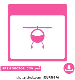 Helicopter Calendar Page icon. Vector EPS illustration style is flat iconic symbol, pink color.