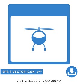 Helicopter Calendar Page icon. Vector EPS illustration style is flat iconic symbol, cobalt color.