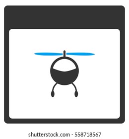 Helicopter Calendar Page vector toolbar icon. Style is bicolor flat icon symbol, blue and gray colors, white background.