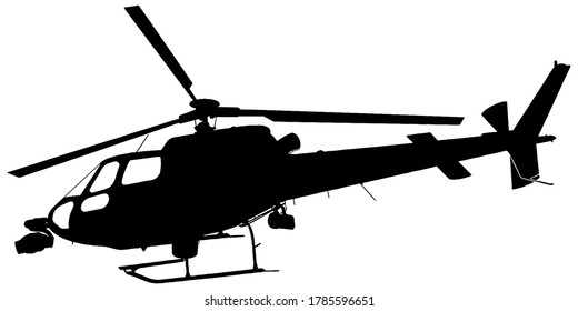 Helicopter With Cameras Black Silhouette Vector Graphic 