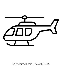 Helicopter cargo symbol representing air transport, rapid delivery, and logistics support in clean outline vector style.