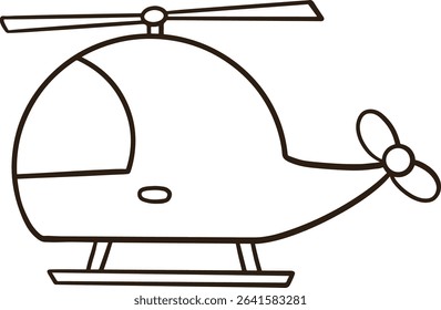 Helicopter Cartoon Line Drawing Icon