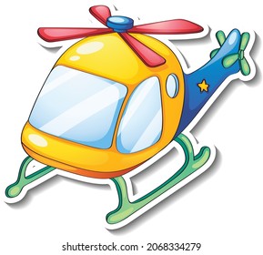 Helicopter cartoon sticker on white background illustration