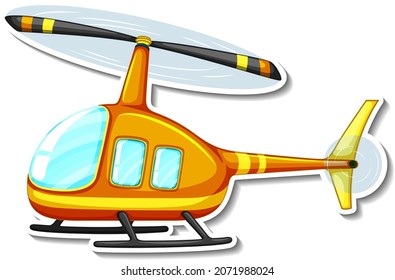 Helicopter cartoon sticker on white background illustration