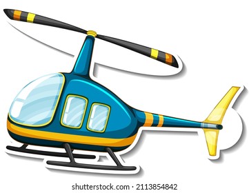 Helicopter cartoon sticker on white background illustration