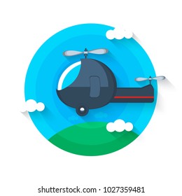 Helicopter cartoon style, front  view. Flat design. Vector illustration