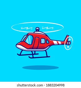 Helicopter Cartoon Vector Icon Illustration Air Transportation Icon Concept Isolated Premium Vector. Flat Cartoon Style