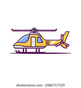 Helicopter Cartoon Vector Illustration - Isolated on a White Background.