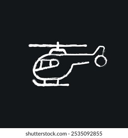 Ícone de giz de helicóptero. Ilustração fina personalizável. Símbolo de contorno. Desenho de contorno isolado por vetor.