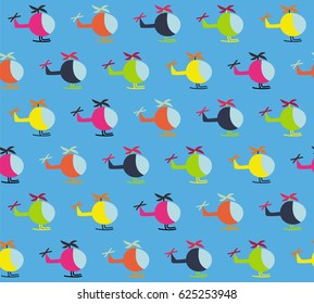 Helicopter children's pattern on the sky facing same direction