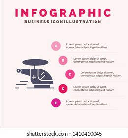 Helicopter, Chopper, Medical, Ambulance, Air Solid Icon Infographics 5 Steps Presentation Background